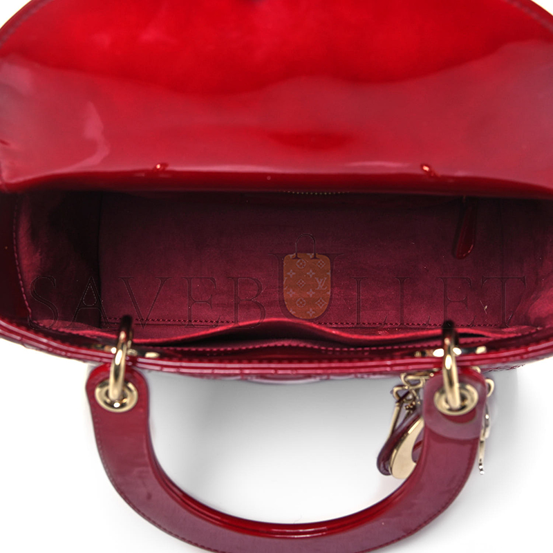 D*or patent cannage medium lady D*or burgundy red (24*20*12.7cm)